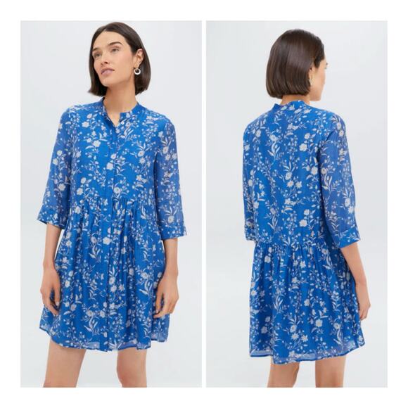 Tuckernuck Limoges Floral Royal Feminine Print A-Line Mini Shirt Dress XXXL - Picture 1 of 12